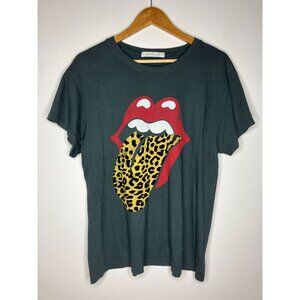 Rolling Stones Flocked Leopard Tongue Women's Medium T-Shirt By Daydreamer Free